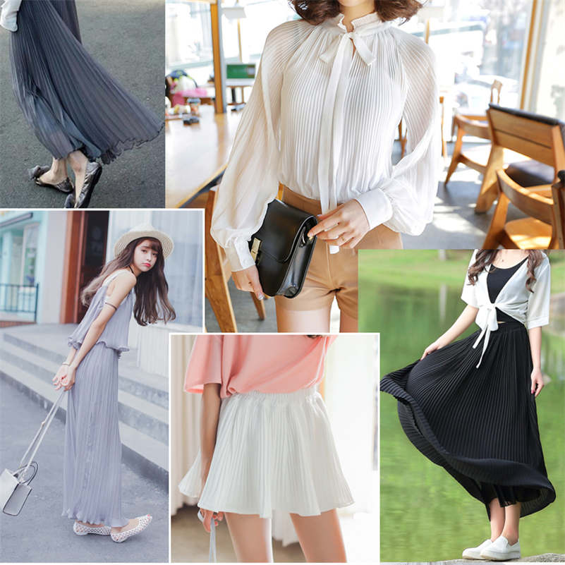 Şifon Georgette Pileli Kumaş El Sanatları Malzemesi Yazlık Elbise Gömlek Kumaş El Sanatları Kendin Yap 100x150CM