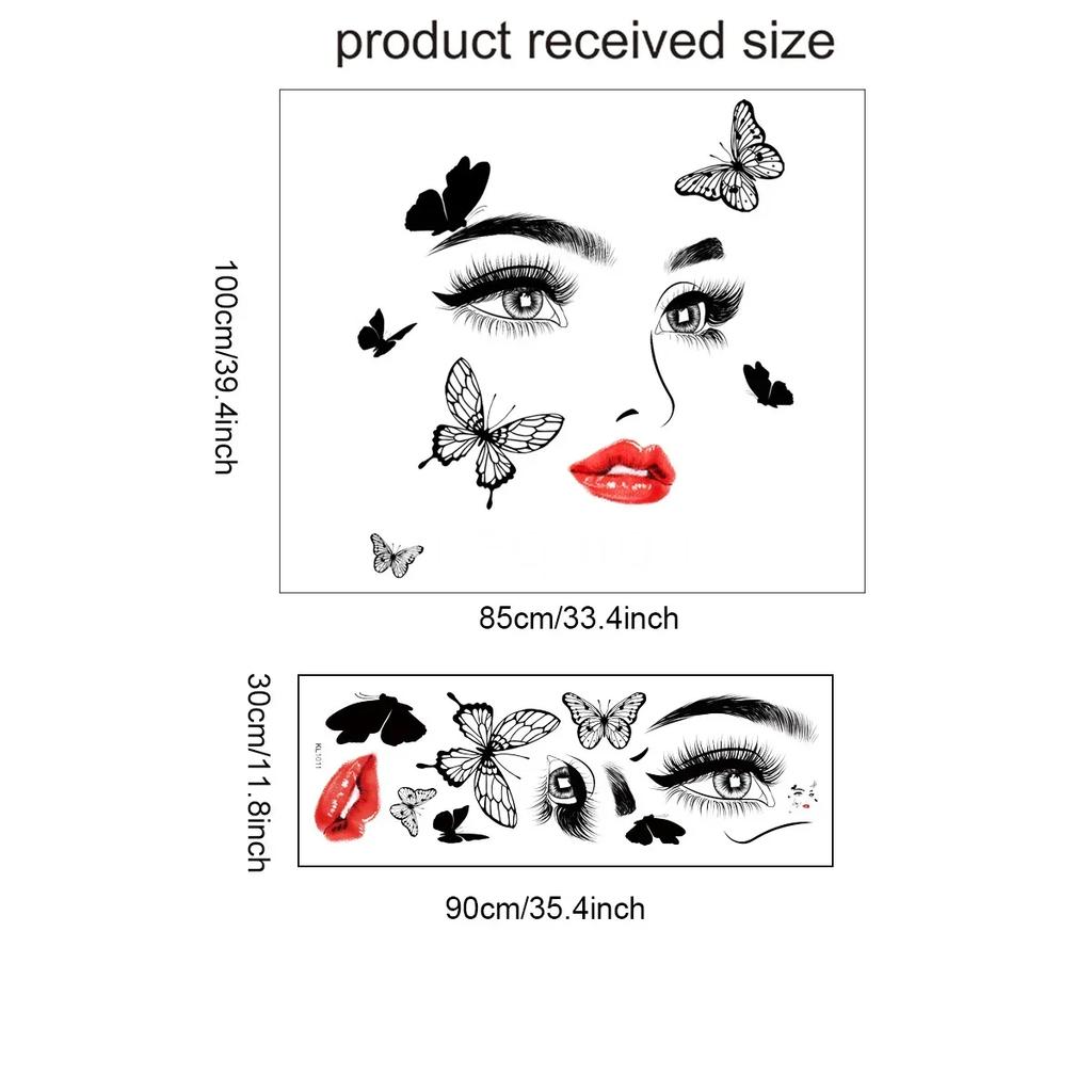 Beauty Female Face Wall Sticker Decal Beauty Studio Wallpaper Cosmetic Makeup Wall Art Sticker Mural Removable Salon Decoration