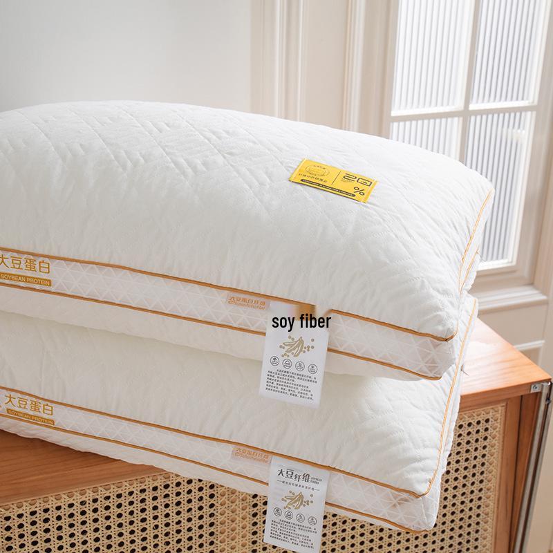 Almofadas de Apoio para Pescoço de Soja Classe A com Fronhas, Não Colapsáveis, 48x74 cm, Conjunto de 2.