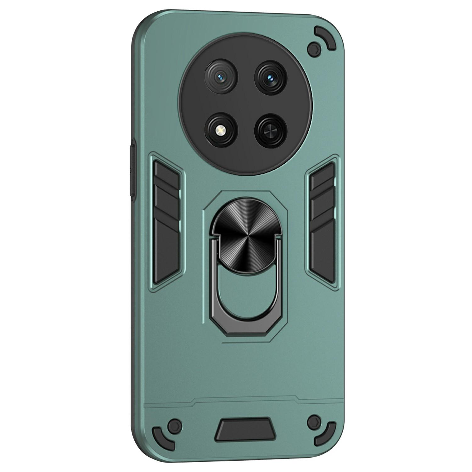 

For Honor X9c 5G Case PC+TPU Drop Defend Phone Cover with Ring Kickstand Green