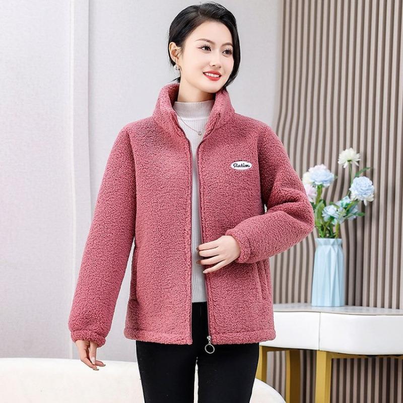Fleece thickened cotton-padded clothes granular lamb warm winter new loose large size top coat women