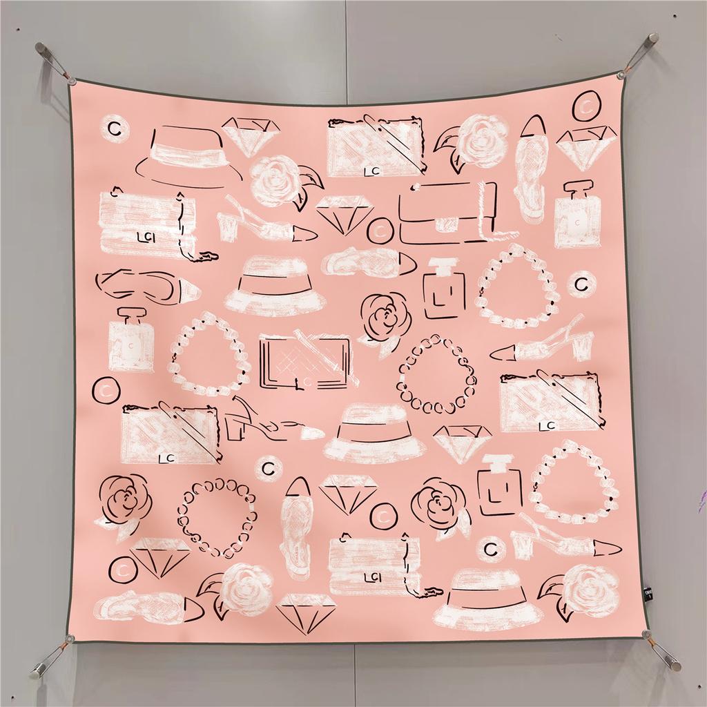 Vreovor Spring And Summer New Camellia 90Cm Square Scarf Tube Top Temperament Celebrity Vacation Beach Shawl Headscarf Versatile