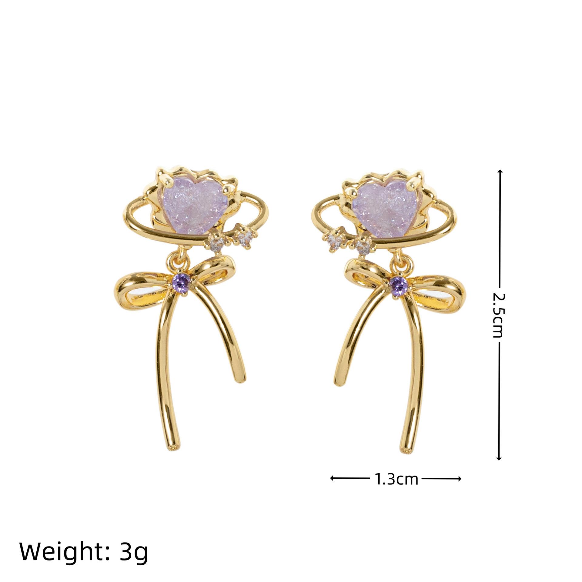 

Love Bow Stud Earrings Design Sense Popular Gold Steel Color Electroplating 18K Gold Color Retention