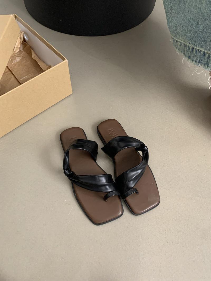 

Женские тапочки, женская летняя одежда, новая французская фея, нежная, подходящая юбка, пляжные, мягкие, сандалии с плоским дном и закрытым носком 40 чёрный