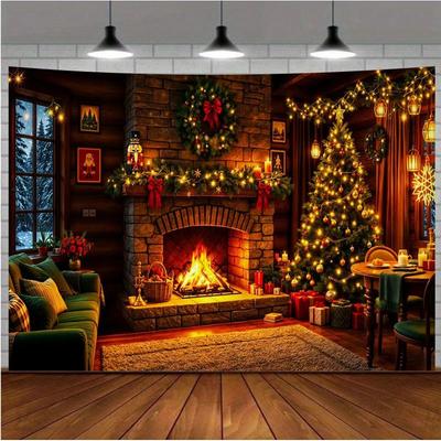 Weihnachtlicher Kamin-Wandteppich