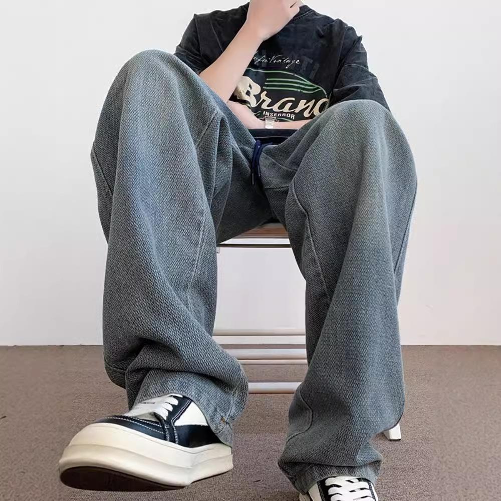 JYL Men's Straight Jeans  Spring American Teen Oversize Vibe High-Street Denim Pants