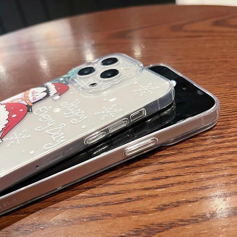 TPU Christmas Gift Transparency Phone Case For iPhone 15 Pro Max 14 13 12 11 Angel-Eyes 15 Shockproof Silicone Soft Back Cover