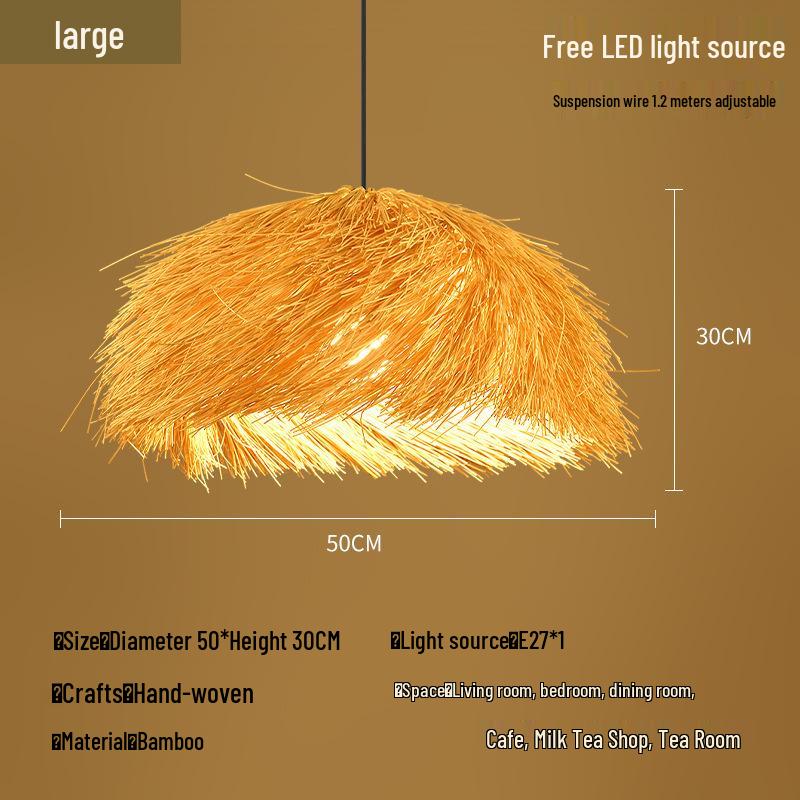 Zen Bamboo Pendant Lamp: Rattan Woven Japanese Tea Room Light