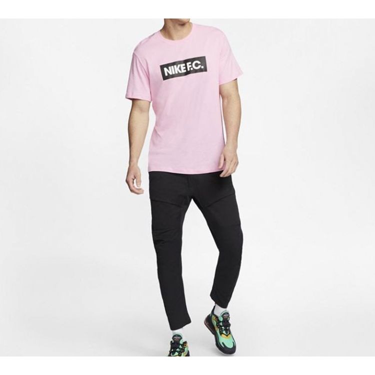 Nike F.C. Printed Chest Lettering Football Short Sleeve T-Shirt Men Tops Pink CT8430-654