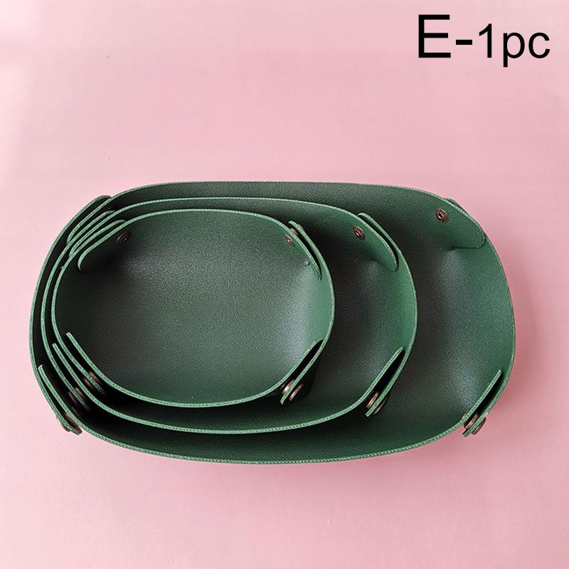 1 ცალი PU ტყავის გასაღები საფულის ფირფიტა ოვალური ფორმის შესანახი ყუთი დესკტოპის ორგანიზატორი სახლის დეკორაცია