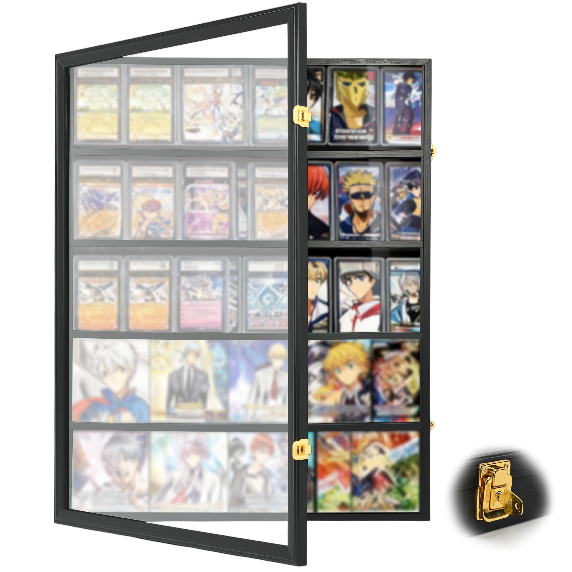 

RLOAO Trading Card Display UV Large Card Premium Display Case with Lock and Opening Highly Fashionable and Holds 35 Trading Sun and Dust 62cm Wide x чёрный