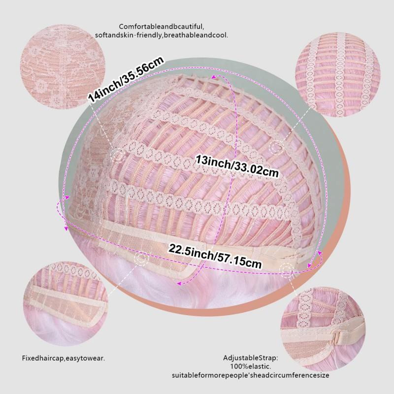 Mens Short Pink Wig Fashion Style Easy Care Daily Use Rose Net