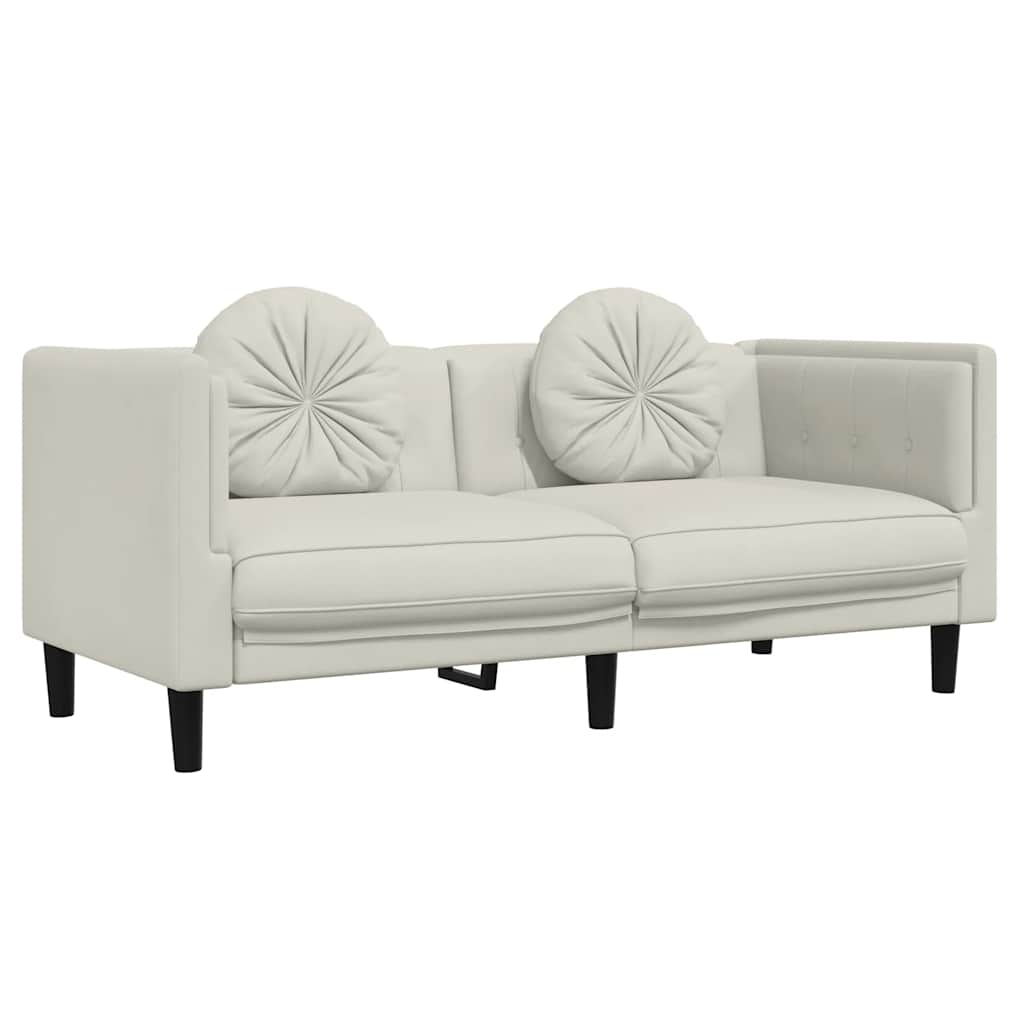 2 Seater Sofa with Cushions Cream Velvet