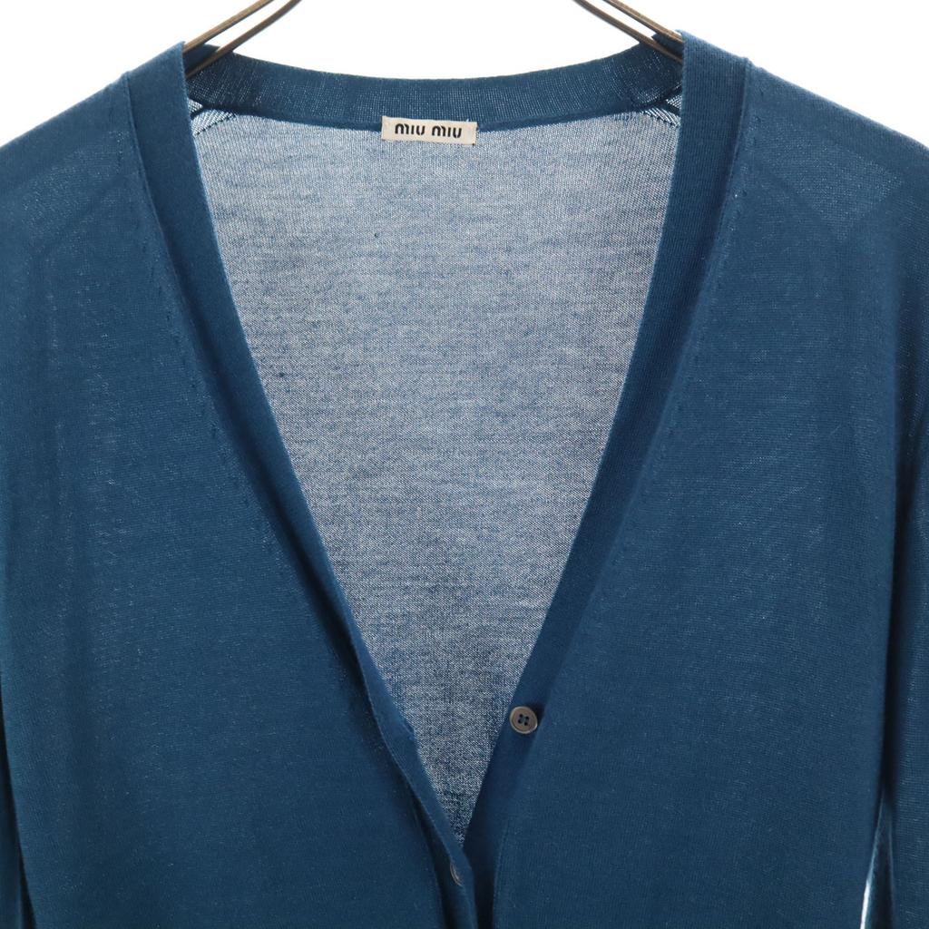 MIUMIU Cashmere silk blend Long sleeve knit cardigan 38 Blue green Women Used