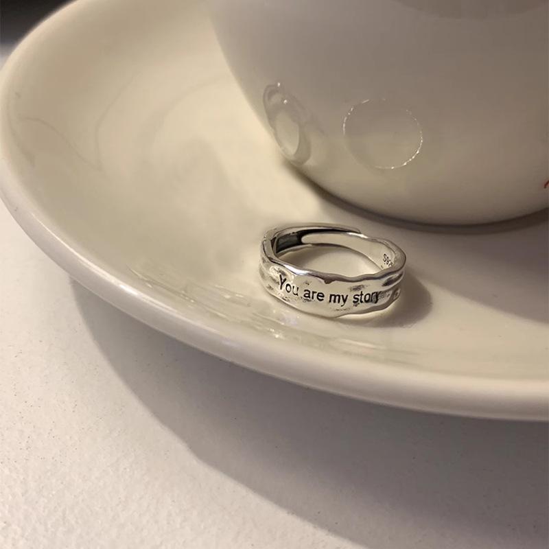 925 Silver Open Finger Ring Punk Heart Irregular Geometric Stackable For Women Girl Jewelry Gift Dropship