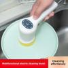 Cleaning Brush Electric Cleaning Brush Steel Wire Ball Five Brush Head Long Handle Handheld Cleaning Kitchen Dishwashing Artifact