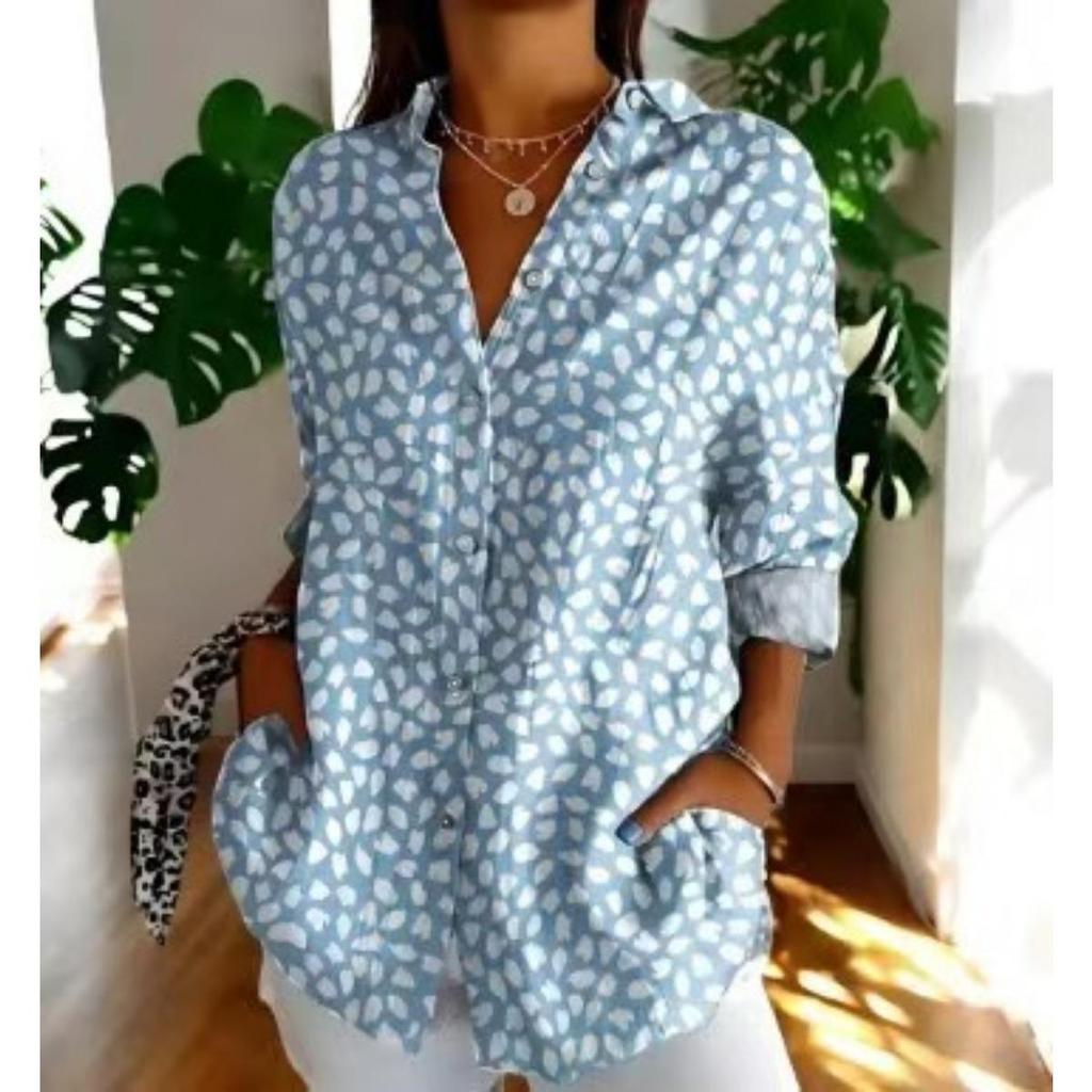 Ladies, Casual, Long Sleeved, Button Up Shirt, Floral Print, Machine Washable, Casual, Loose Fit
