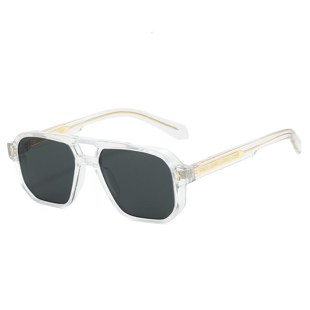 Propionic Retro Men Pilot Sunglasses Uv400 High-end Large Frame Metal Insert Square Rivet Sunglasses