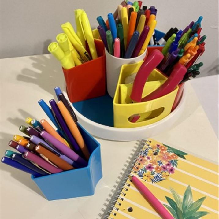 12-Inch Rotatable 9-Grid Pen and Brush Holder for Home or Office.