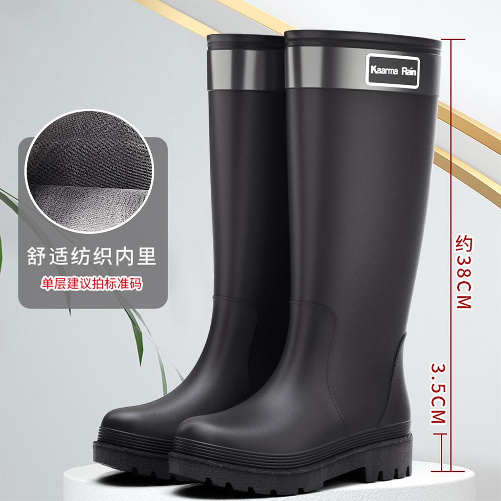 Rain Shoes Fashionable Women's High Tube Long Tube Non-slip Warm Kitchen Thickened Women's Waterproof Shoes Adult Rain Boots Rubber Shoes Women