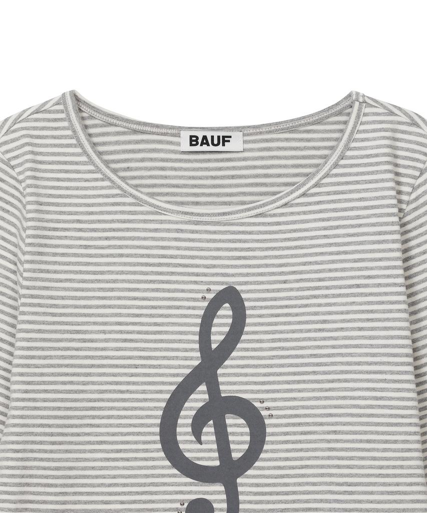 BAUF Melody Boat Neck 3/4 T-Shirt [Stripe Gray]