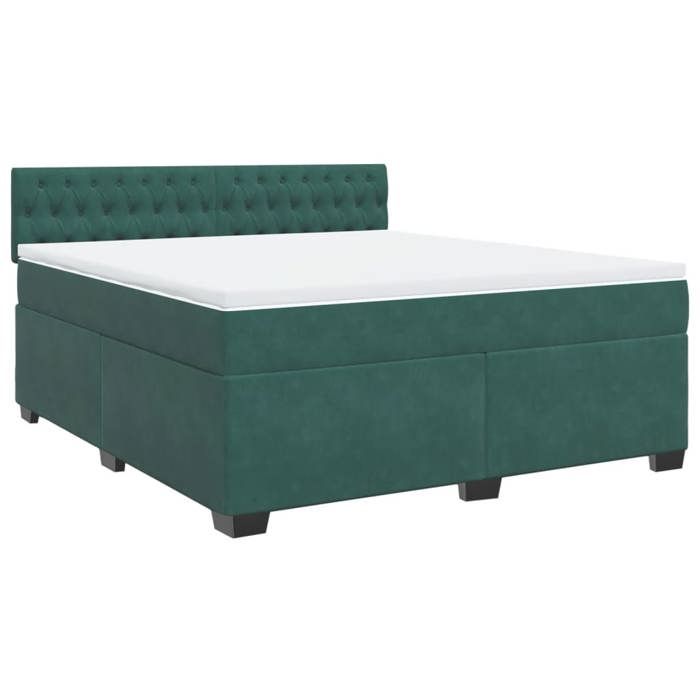 VidaXL Sommier à lattes de lit et matelas Vert foncé 180x200cm Velours 3286387