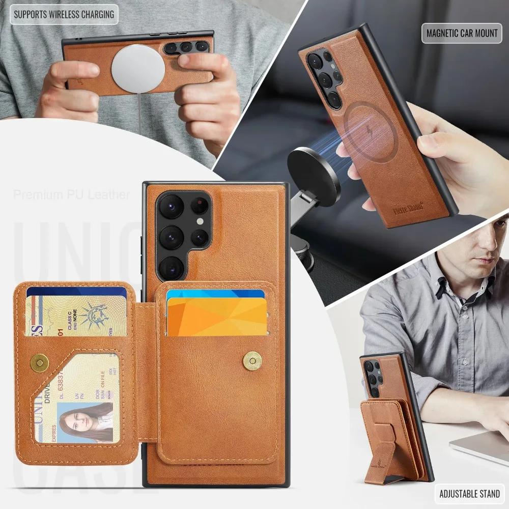2 In 1 Detachable RFID Blocking Card Slot Wallet Case For Samsung Galaxy S24 Ultra S23 FE S22 Plus+ Shockproof PU Leather Cover