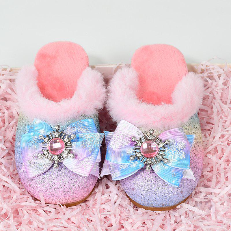 Zapatillas de Invierno Cerradas Antideslizantes de Felpa para Niñas Princesa