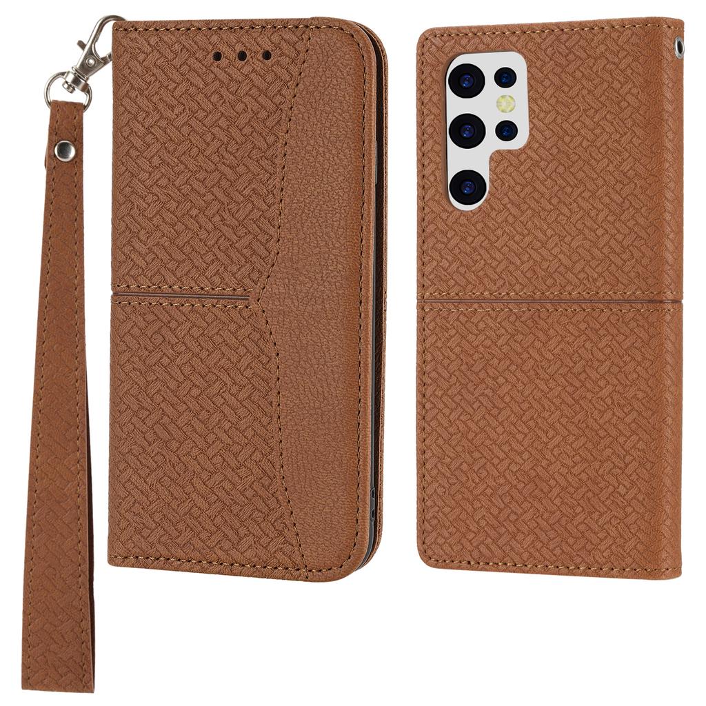For Samsung Galaxy S25 Ultra Case Woven Texture PU Leather Wallet Phone Cover