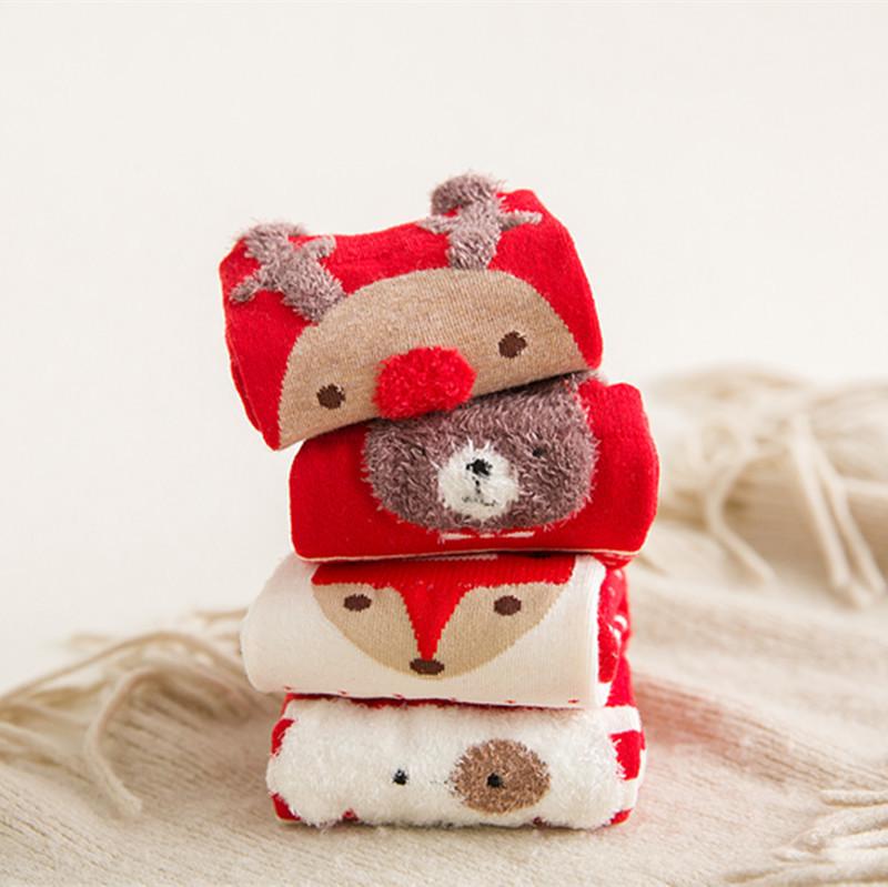 Reindeer Cartoon Christmas Mid-Calf Socks - Women's Cute Japanese Style for Autumn and Winter