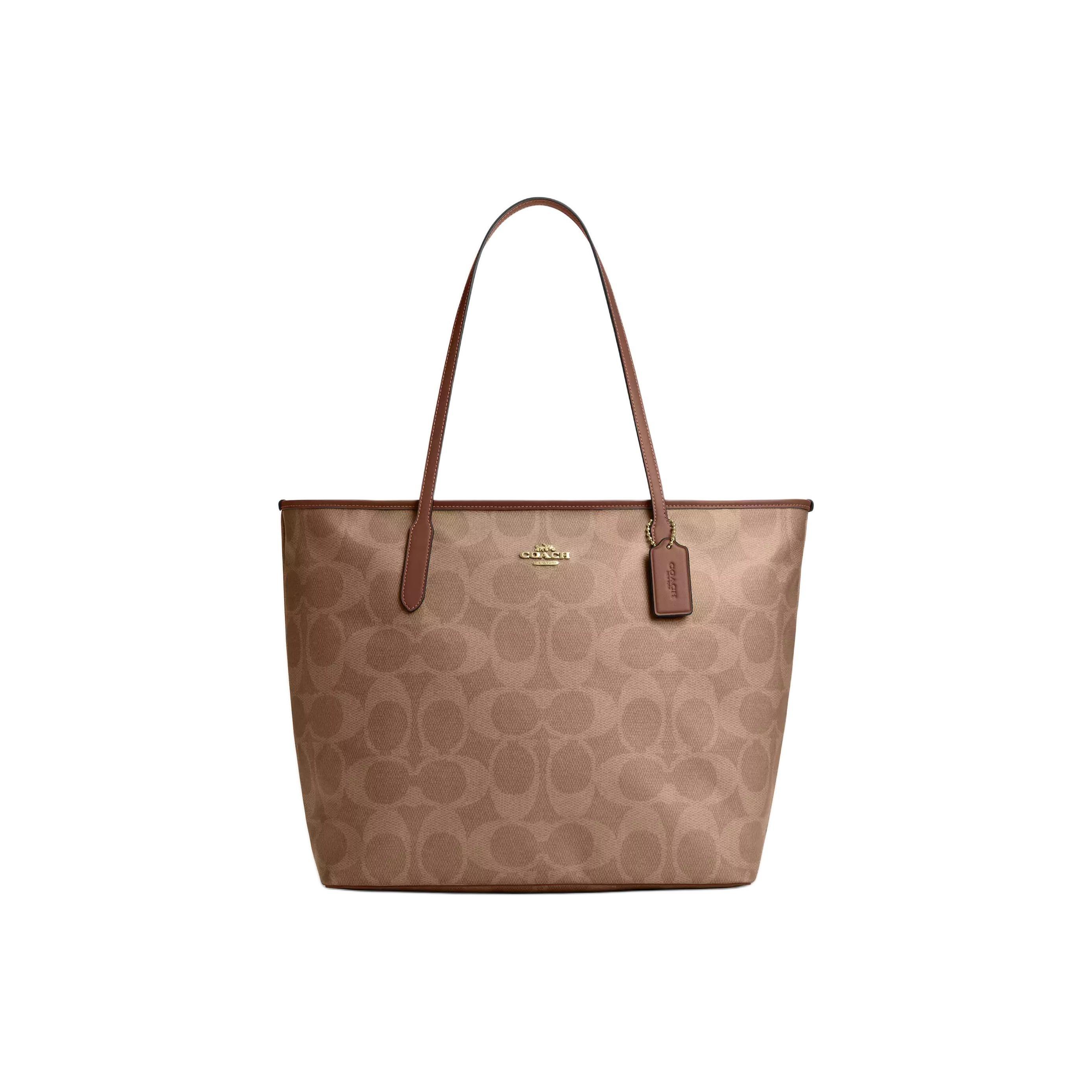 

Coach City 36 Gold Logo Brand Print Maxi Signature Canvas Tote Bag Women tote Brown CCD66-IMXHE Basic Set (Bag+Dust Bag)