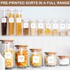 308 Kitchen Pantry Labels for Food Containers, 3 Sizes White Minimalist Labels for Organizing, Food Label for Jars, Storage Bins, Preprinted