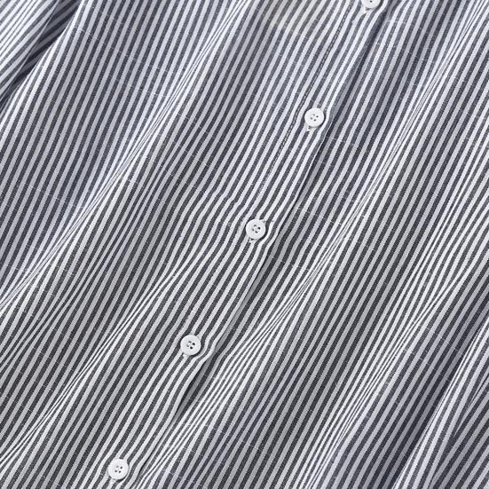 Damenhemd Stehkragen Langarm Einreihig Hemd Oberteile Vertikal gestreifter Druck