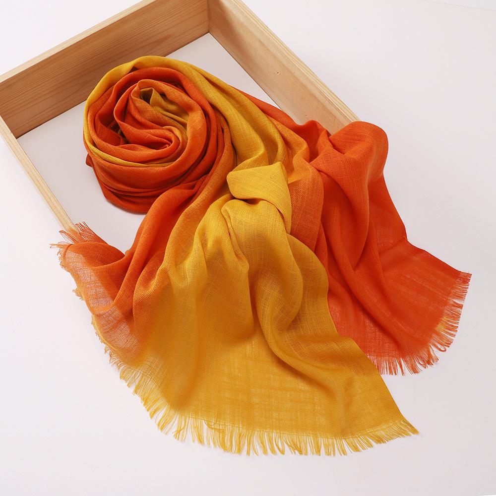 New two-color spliced bamboo cotton scarf, women's bag head color yarn scarf