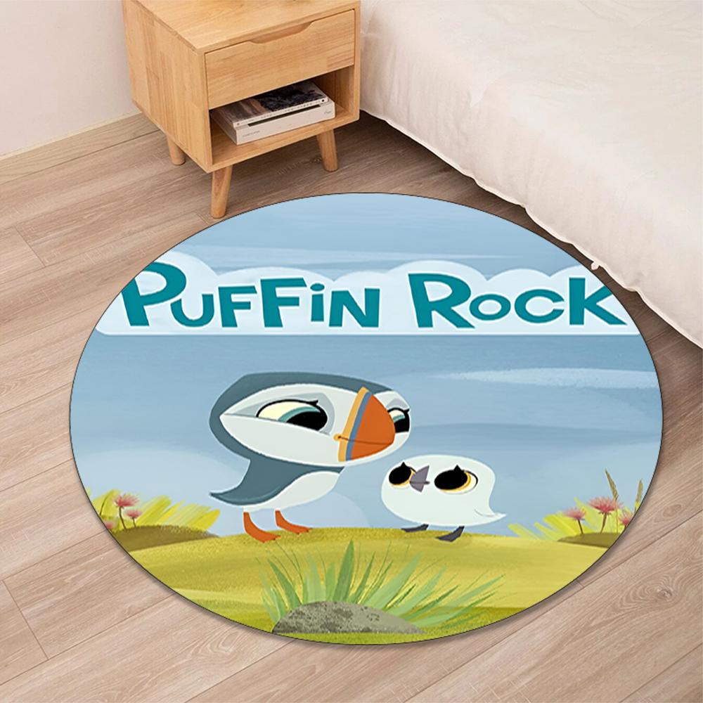 Puffin Rock Tryckt Rund Matta Stolmatta Ytmatta Entré Dörrmattor, för Kontorsstol Vardagsrum Sovrum Kök.
