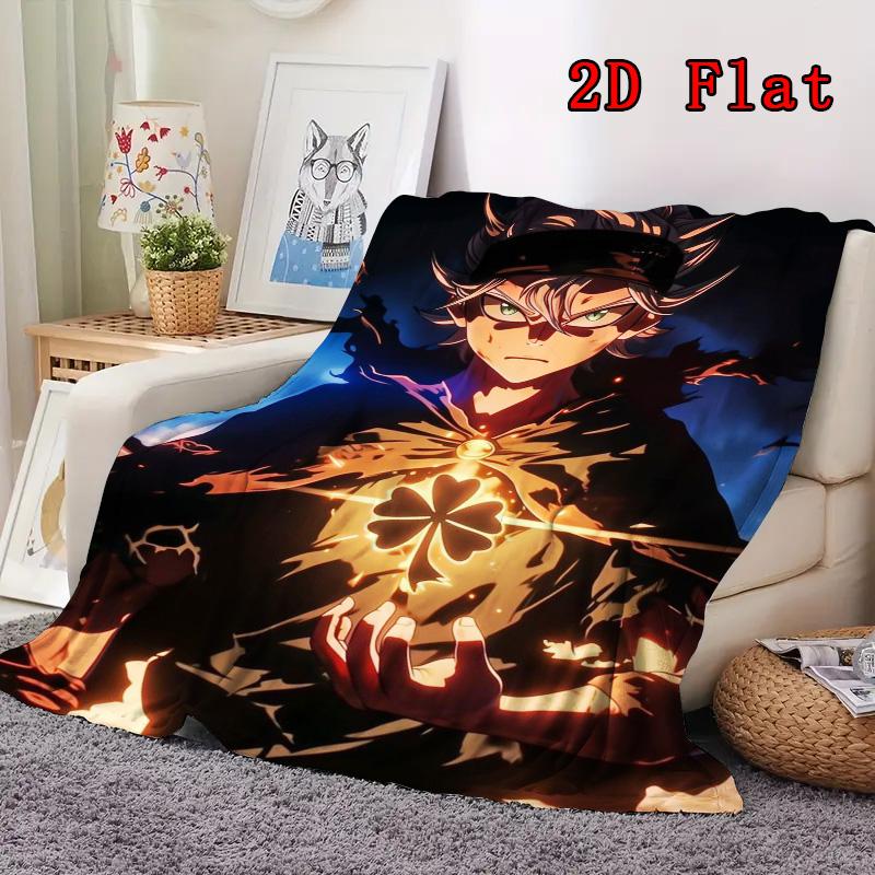 Black Clover 2D Flat Pattern Flannel Blanket High quality All Seasons Warmth and Comfort Perfect for Christmas Gifts.MMT0918511