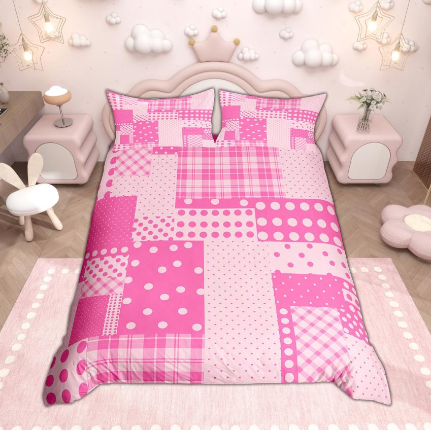 

Comforter Homewish Kids Polka Dots Geometric Patchwork Bedding Set Contemporary Abstract Set Comforter (quilt)-EU Single(135*200cm)3pcs