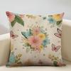 Spring Floral Cushion Cover Natural Linen Organic Fabric Double-Sided Printing Sofa Home Decor Gift Pillow Cover