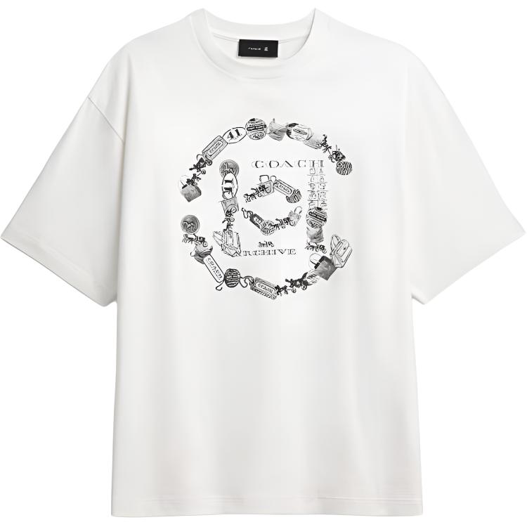 

Coach X Clot SS26 Cotton Round Neck Short Sleeve Printed Casual T-Shirt Unisex Tops CDD49-WHT XXS