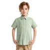 LOLANTA Boys' Formal Dress Shirt, Short Sleeve, Solid Color, Sage Green, Size 100, for Weddings, Funerals, Recitals, and Other Special Occasions
