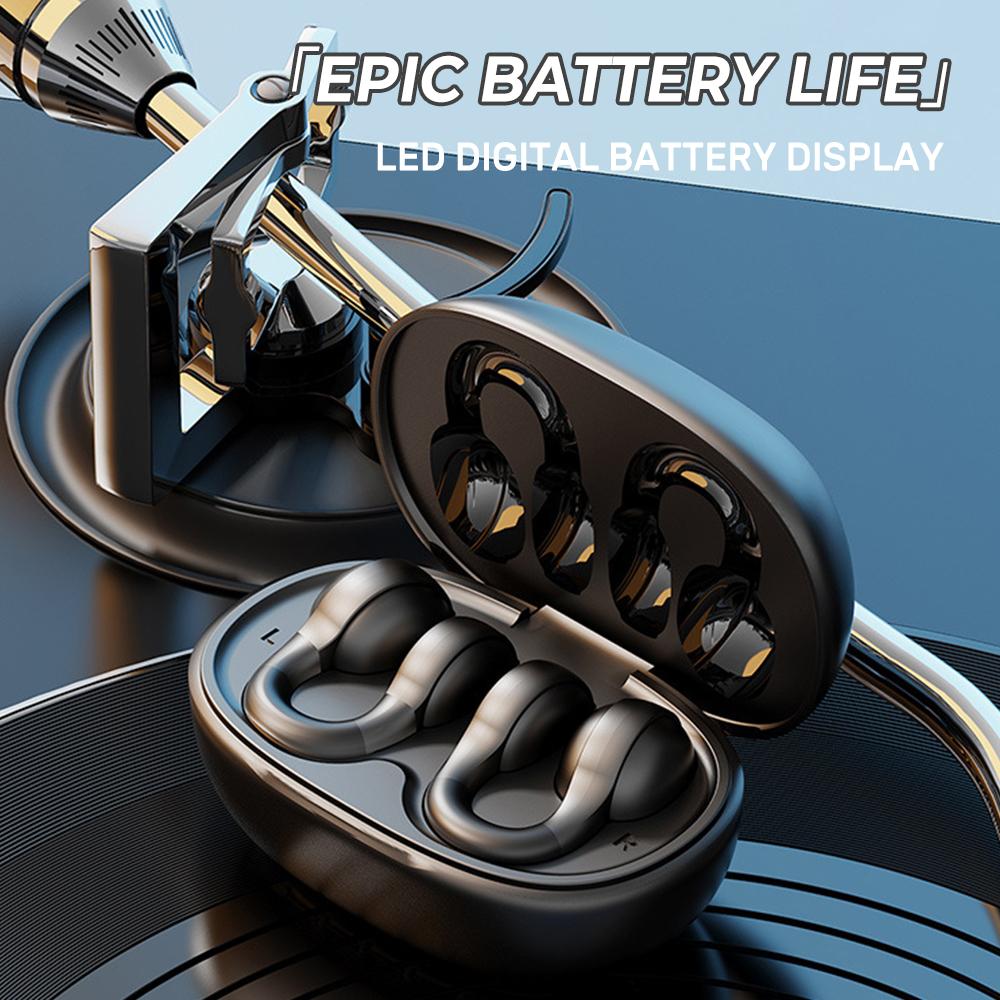 Wireless Earbuds Open Ear Clip Headphones Air Conduction Earbuds LED Power Display Earphones Sport Bluetooth 5.4 Headphones