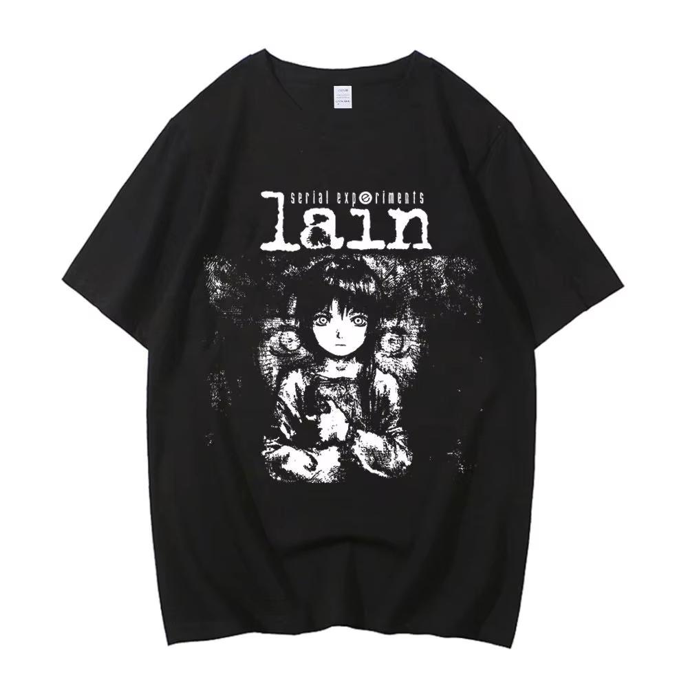 Maglietta in Cotone Serial Experiments Lain per Adolescenti Abbigliamento Coreano Digitale Harajuku Anni 2000 Y2k Maglietta Grafica Estetica Anni '80 Digitale Gotico