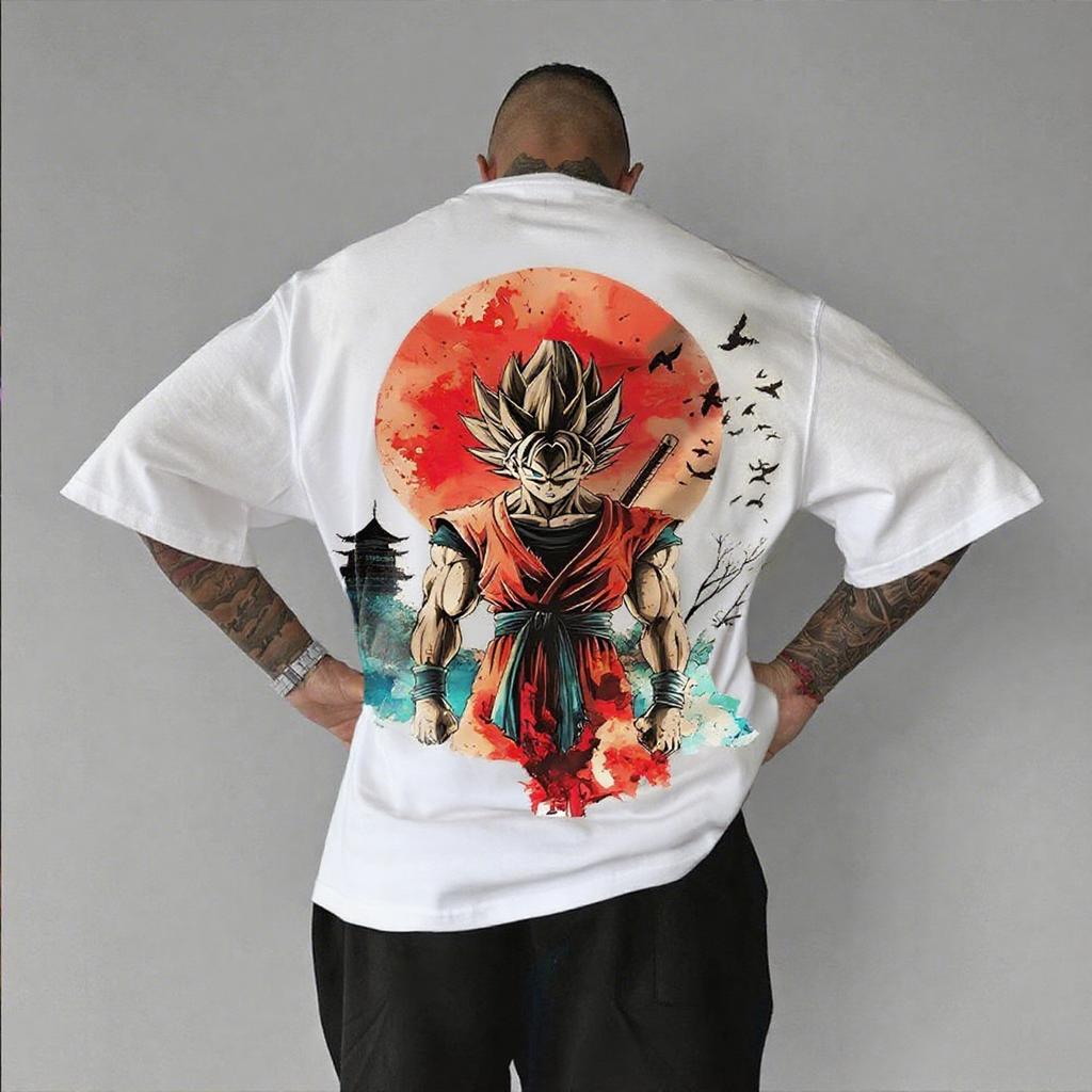 Dragon Ball Goku anime printed mens shortsleeved Tshirt summer pure cotton street culture printed casual top