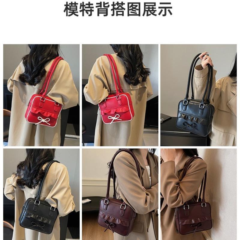 Niche Design Handbag Bag Women's New Fashion Bow Small Square Bag Commuter Shoulder Armpit Bag
