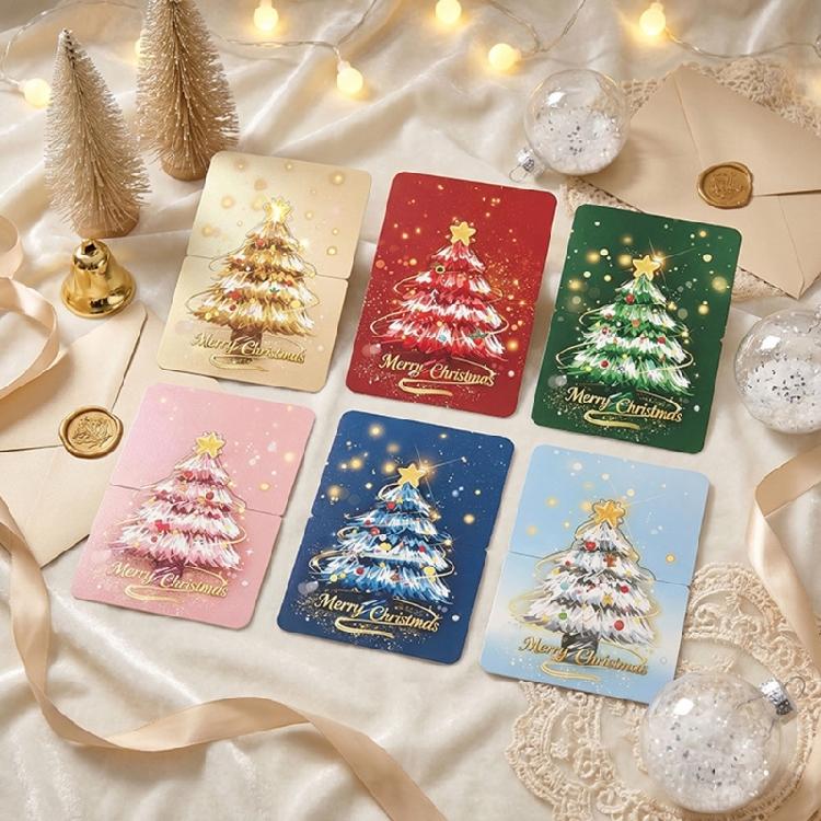 No-Assembly 3D Christmas Greeting Cards, 12 Decorated Tree Cards with Matching Envelopes and Seals for Seasonal Presenting or Mailing