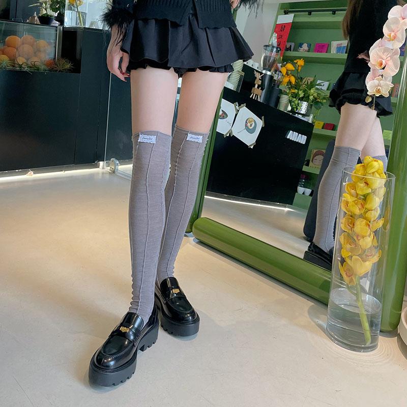 

Spring Summer Beatiful Comfortable For Woman Lace Label Knee High Tube Socks Ultra-thin Stockings Knee High Pile Thigh Socks One Size