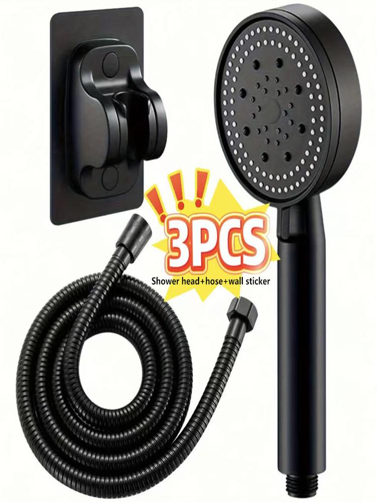 

3pc Luxurious Pressurized Handheld Shower Head - 5 Modes Adjustable Water Output, Thermostatic Control, Polished Finish, Hanging