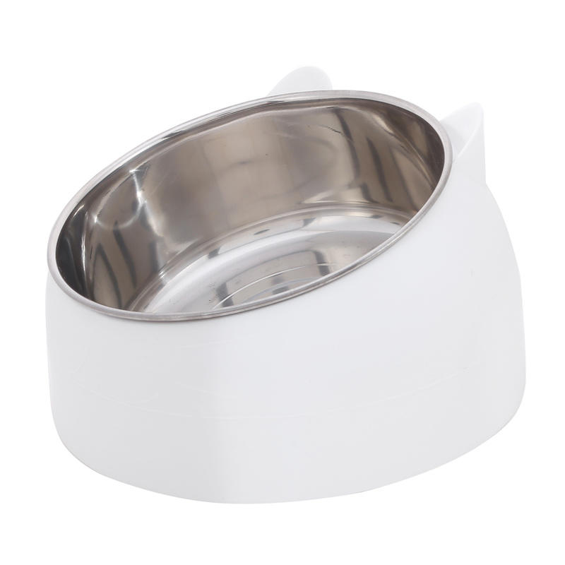 Oblique Mouth Cat Bowls for Food and Water Cute Small Pet Non-Slip Stainless Steel Feeder Bowl To Protect Cervical