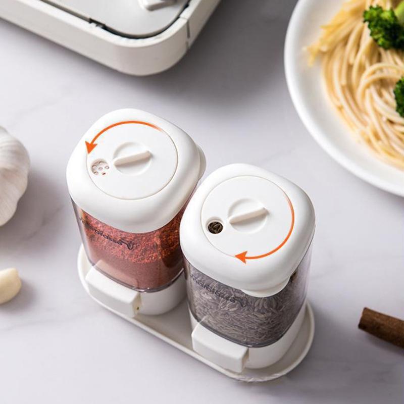 2g Metering Salt Shaker Push Type Salt Dispenser Salt Tank Sugar Bottle Shaker Canister Quantitative Spice Shaker Seasoning Box