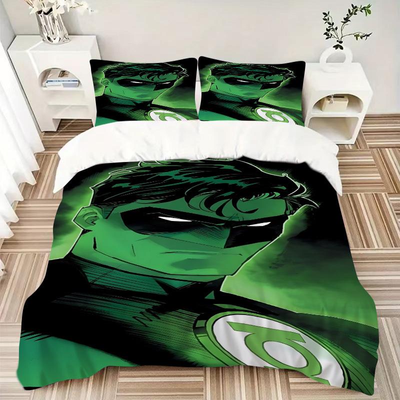 3pcs Green Lantern symbol Duvet Cover Set, 1 Duvet Cover + 2 Pillowcases (No Insert), High-Definition Print for All Seasons,Durable yy251103043